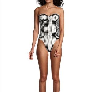 NORMA KAMALI Slinky Marissa Striped One-Piece Swimsuit Sz. M